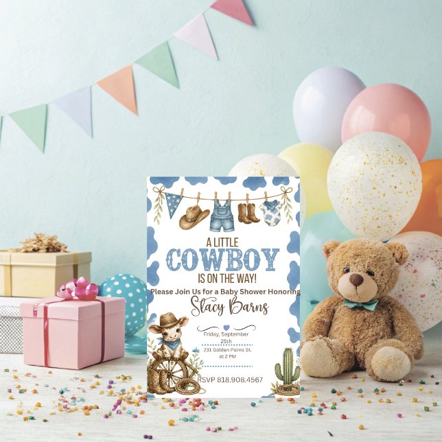 Convite de Chuvada de Bebê Cowboy  (Cowboy Baby Shower Invitation)