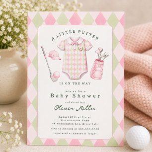 Convite de Chuvada de Bebê de Golfe Rosa
