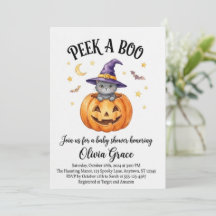 Convite de Chuvada de Bebê de Halloween "Peek A Bo