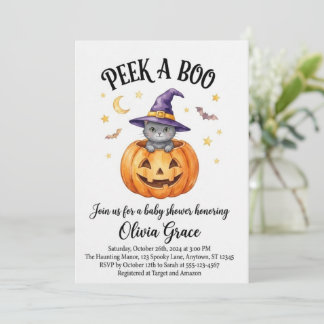 Convite de Chuvada de Bebê de Halloween "Peek A Bo