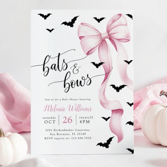 Convite de Chuvada de Bebê de Halloween Rosa e Pre (Criador carregado)