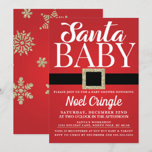 Convite de Chuvada de Bebê de Inverno Santa Baby