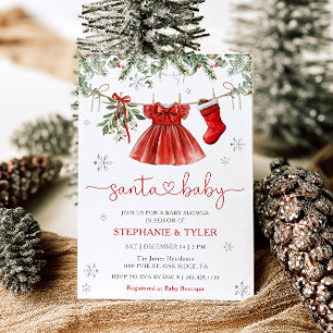 Convite de Chuvada de Bebê de Natal de Santa Baby