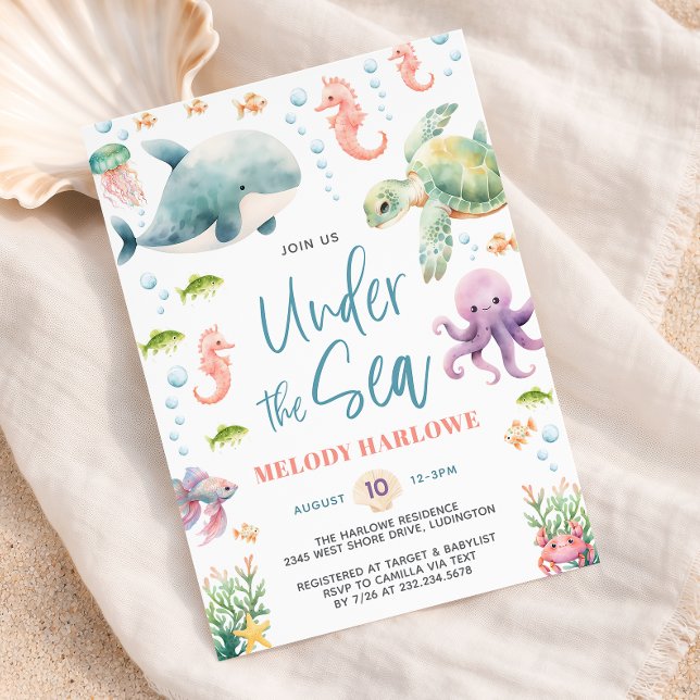 Convite de Chuvada de Bebê Debaixo do Mar (Under the Sea Ocean Baby Shower Invitation
)
