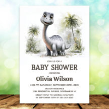 Convite de Chuvada de Bebê Dinossauro Fofo