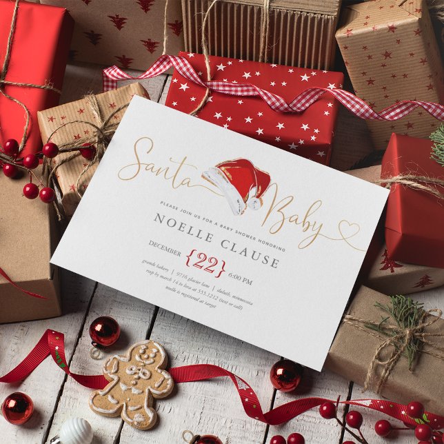 Convite de Chuvada de Bebê do Papai Noel de Natal (Criador carregado)