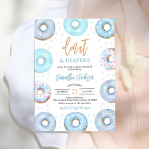 Convite de Chuvada de Bebê Donuts e Fraldas Azuis
