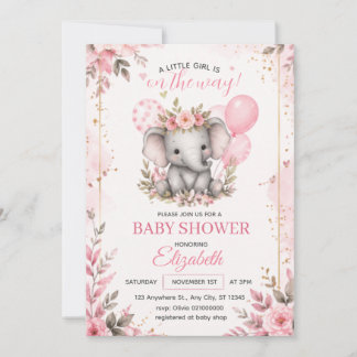 Convite de Chuvada de Bebê Elefante Neutro Elegant