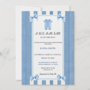 Convite de Chuvada de Bebê em Jeans Azul   Bebê Me