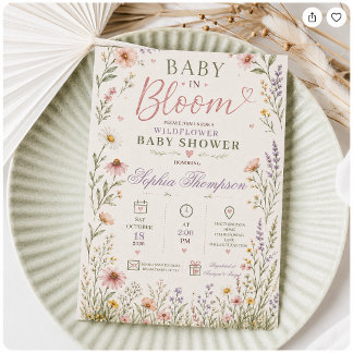 Convite de Chuvada de Bebê Flor Silvestre Baby in