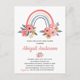 Convite de Chuvada de Bebê Floral Arco-Íris em Aqu