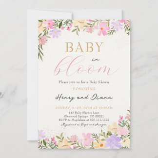 Convite de Chuvada de Bebê Floral Baby In Bloom