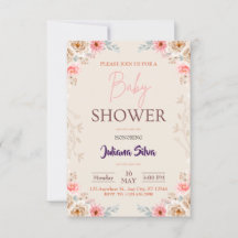 Convite de Chuvada de Bebê Floral Boho Baby In Blo