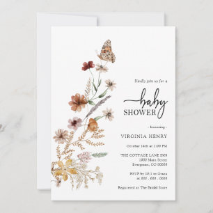 Convite de Chuvada de Bebê Floral Branco