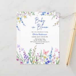 Convite de Chuvada de Bebê Floral Orçamentário Beb