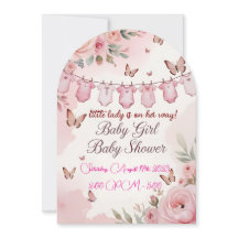 Convite de Chuvada de Bebê Floral Rosa Suave para