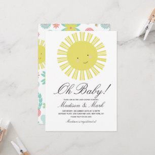 Convite de Chuvada de Bebê Floral Sol Fofo