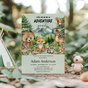 Convite de Chuvada de Bebê Floresta Aventura Esper