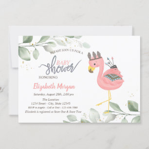 Convite de Chuvada de Bebê Folhas de Flamingo Boho