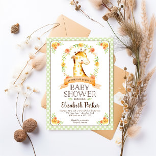 Convite de Chuvada de Bebê Girafa Neutro Fofo