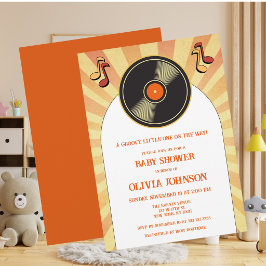 Convite de Chuvada de Bebê Groovy de Música em Vin
