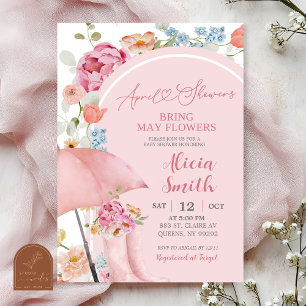 Convite de Chuvada de Bebê Guarda-Chuva Floral Col