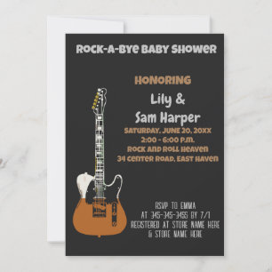 Convite de Chuvada de Bebê Guitarrista Rock a Bye