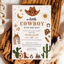 Convite de Chuvada de Bebê Little Cowboy Western