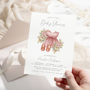 Convite de Chuvada de Bebê Menina Floral Boho