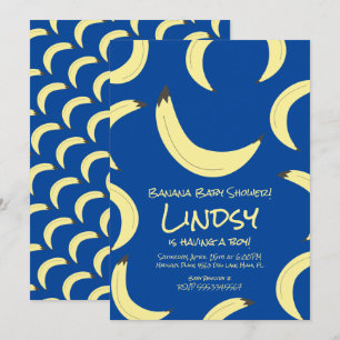 Convite de Chuvada de Bebê Menino Azul Banana Fofa