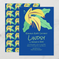 Convite de Chuvada de Bebê Menino Azul Banana Retr