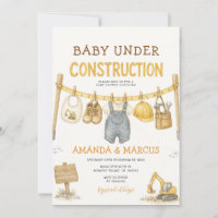Convite de Chuvada de Bebê Menino Bebê em Construç