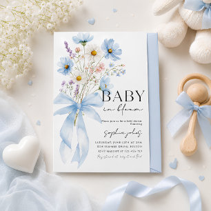 Convite de Chuvada de Bebê Menino Bebê em Flor com