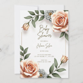 Convite de Chuvada de Bebê Menino com Aquarela de