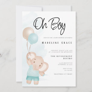 Convite de Chuvada de Bebê Menino Elefante Bebê