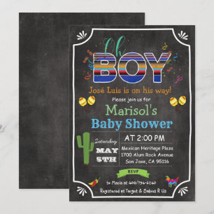 Convite de Chuvada de Bebê Menino Fiesta Mexicana