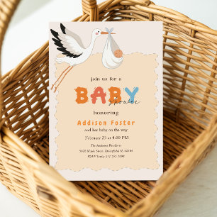 Convite de Chuvada de Bebê Oh Baby Modern Stork Sp
