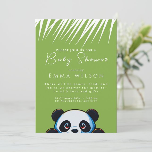 Convite de Chuvada de Bebê Personalizado com Urso  (Em pé/Frente)