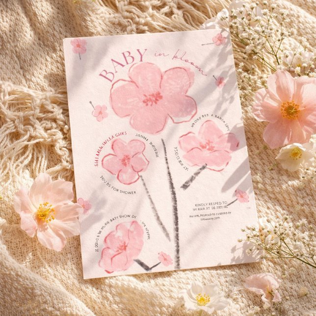 Convite de Chuvada de Bebê Rosa Fofo (Criador carregado)