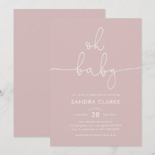 Convite de Chuvada de Bebê Rosa Minimalista Modern