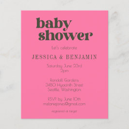 Convite de Chuvada de Bebê Rosa Verde Groovy Retrô