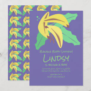 Convite de Chuvada de Bebê Roxo Banana Retro