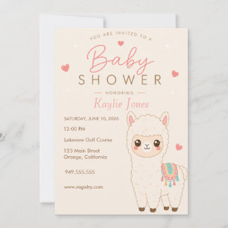 Convite de Chuvada de Bebê Tema Alpaca