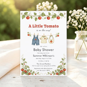 Convite de Chuvada de Bebê Tomatinho Doce QR RSVP