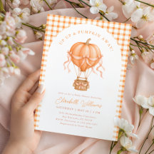 Convite de Chuvada de Bebê Up Up & Pumpkin Away