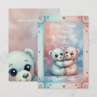 Convite de Chuvada de Bebê Urso Teddy Adorável
