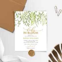 Convite de Chuvada de Bebê Verde em Flor Baby Budg