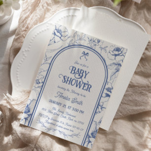 Convite de Chuvada de Bebê Vintage com Ornamento F