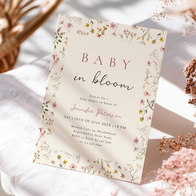 Convite de Chuvada de Bebê Wildflower Baby in Bloo (Criador carregado)