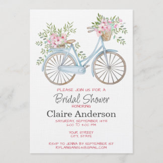Convite de Chuvada de Presentes de Noiva de Bicicl